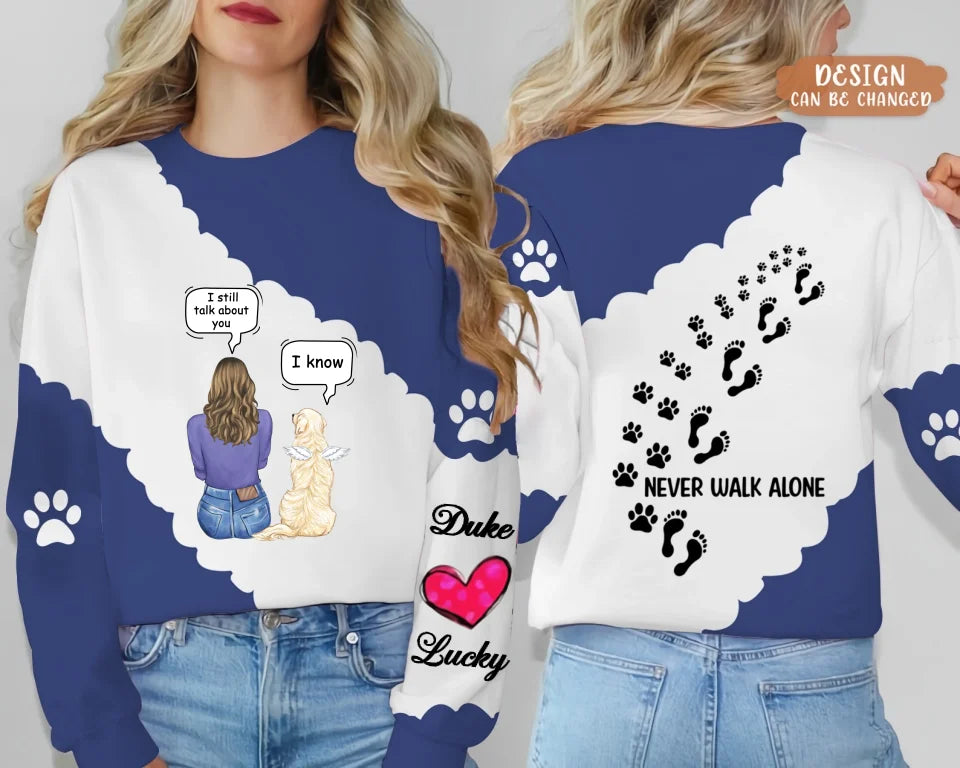 Personalized Memorial Pet AOP Sweater - Memorial Gift Idea For Dog/Cat Lover - Never Walk Alone