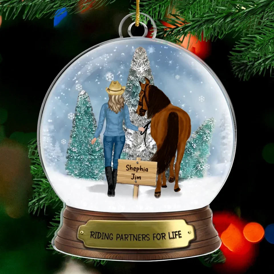 Personalized Horse Acrylic Ornament - Up to 3 Horses - Christmas Gift For Horse Lover - Riding Partners For Life