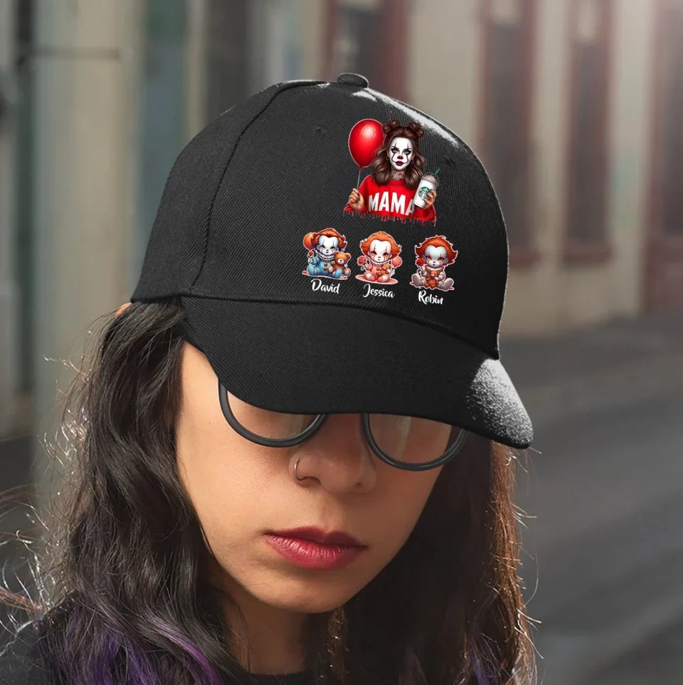 Personalized Horror Mom Baseball Cap - Halloween Gift Idea For Mom with up to 6 Kids