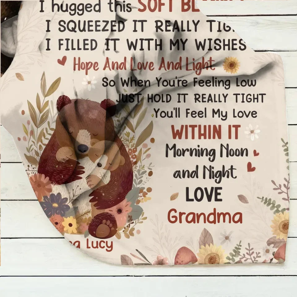 Personalized To My Granddaughter Quilt/Fleece Throw Blanket/Pillow Cover - Gift Idea For Grandma/Grandkids - When You're Feeling Low Just Hold It Really Tight