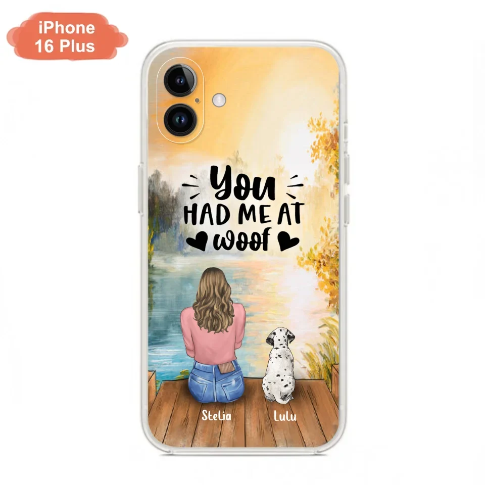 Custom Personalized Dog Mom Phone Case - Best Gift Idea For Dog Lovers - Upto 4 Dogs - You Had Me At Woof - Case For iPhone, Samsung And Xiaomi