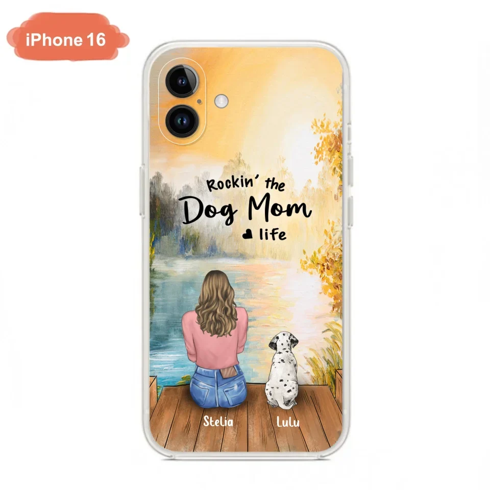 Custom Personalized Dog Mom Phone Case - Gifts For Dog Lovers With Upto 4 Dogs - Rockin' The Dog Mom Life - Case For iPhone, Samsung And Xiaomi