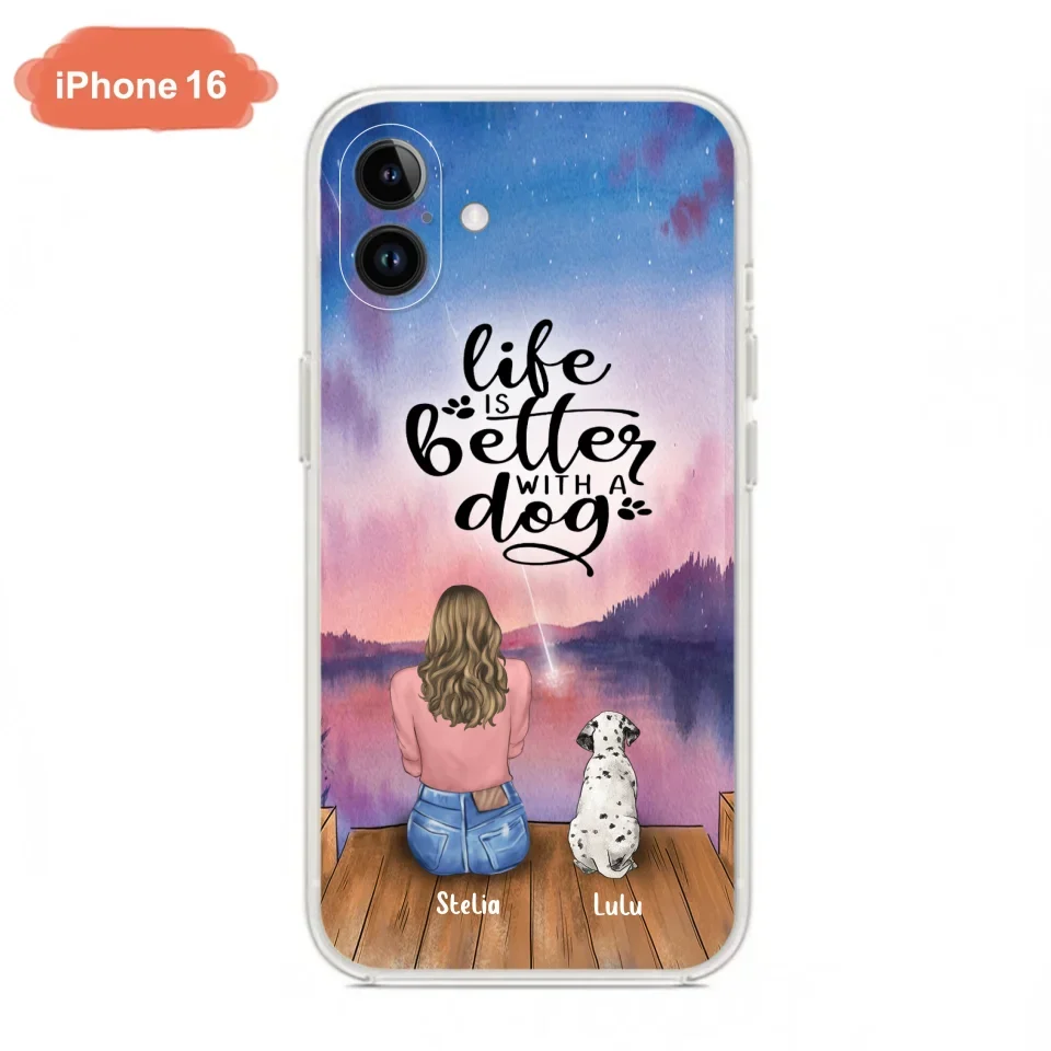 Personalized Dog Mom Phone Case - Gifts For Dog Lovers With Up to 4 Dogs - Life Is Better With A Dog - Case For iPhone, Samsung And Xiaomi