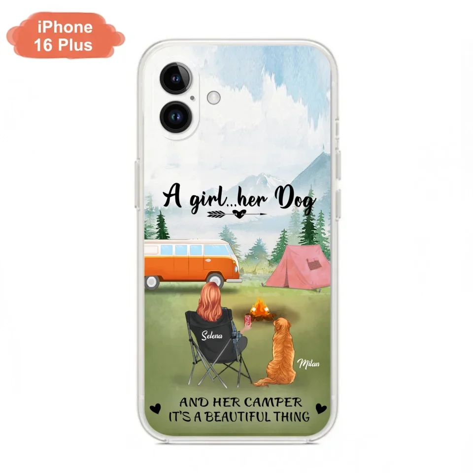 Custom Personalized Dog Mom Camping Phone Case - Mom With Upto 4 Dogs - Best Gift For Dog Lovers - For iPhone And Samsung Phone Case