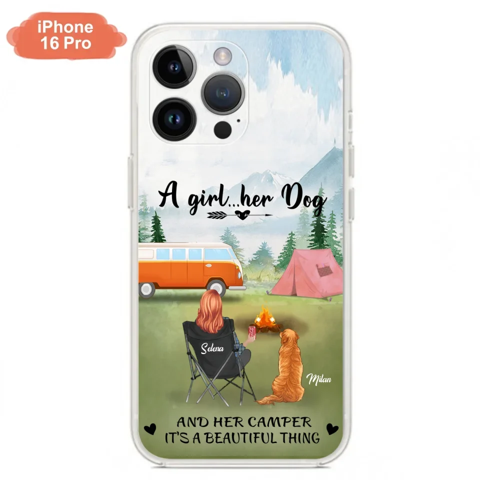 Custom Personalized Dog Mom Camping Phone Case - Mom With Upto 4 Dogs - Best Gift For Dog Lovers - For iPhone And Samsung Phone Case