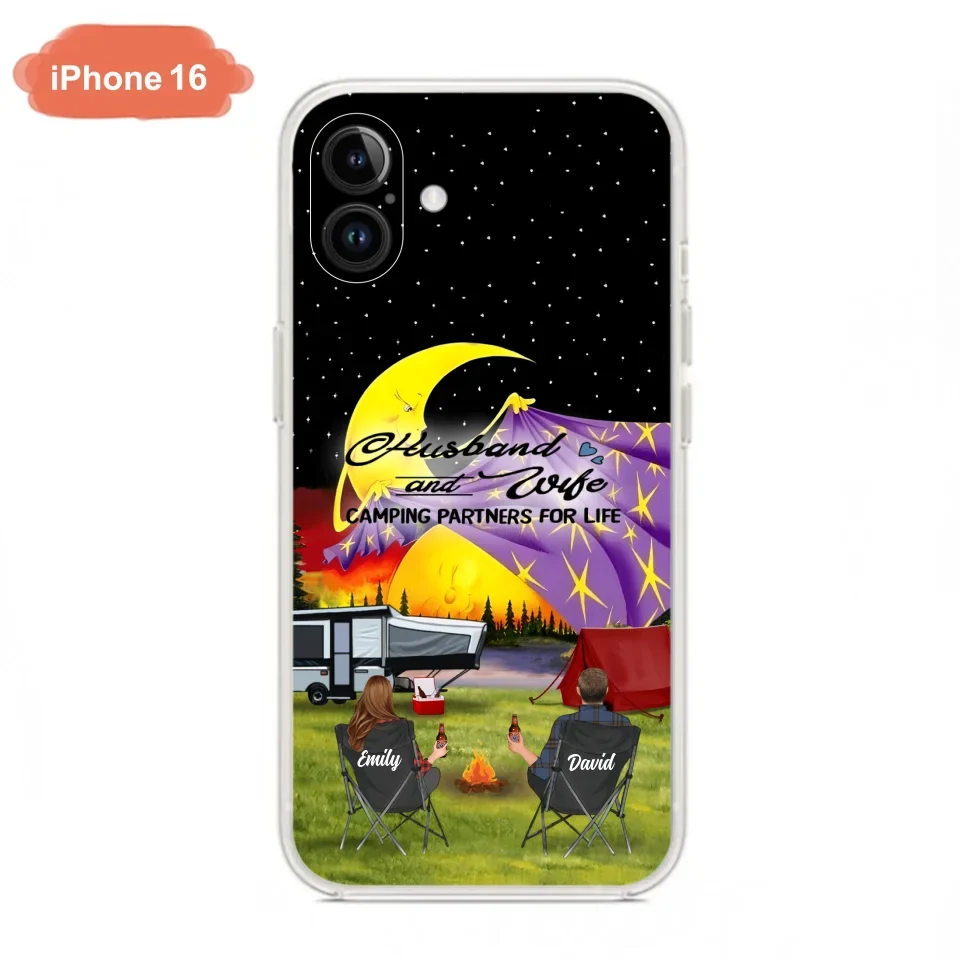 Custom Personalized Camping Phone Case - Couple/ Parents With Upto 3 Kids And 4 Pets - Gift Idea For Camping Lover - Case For iPhone And Samsung