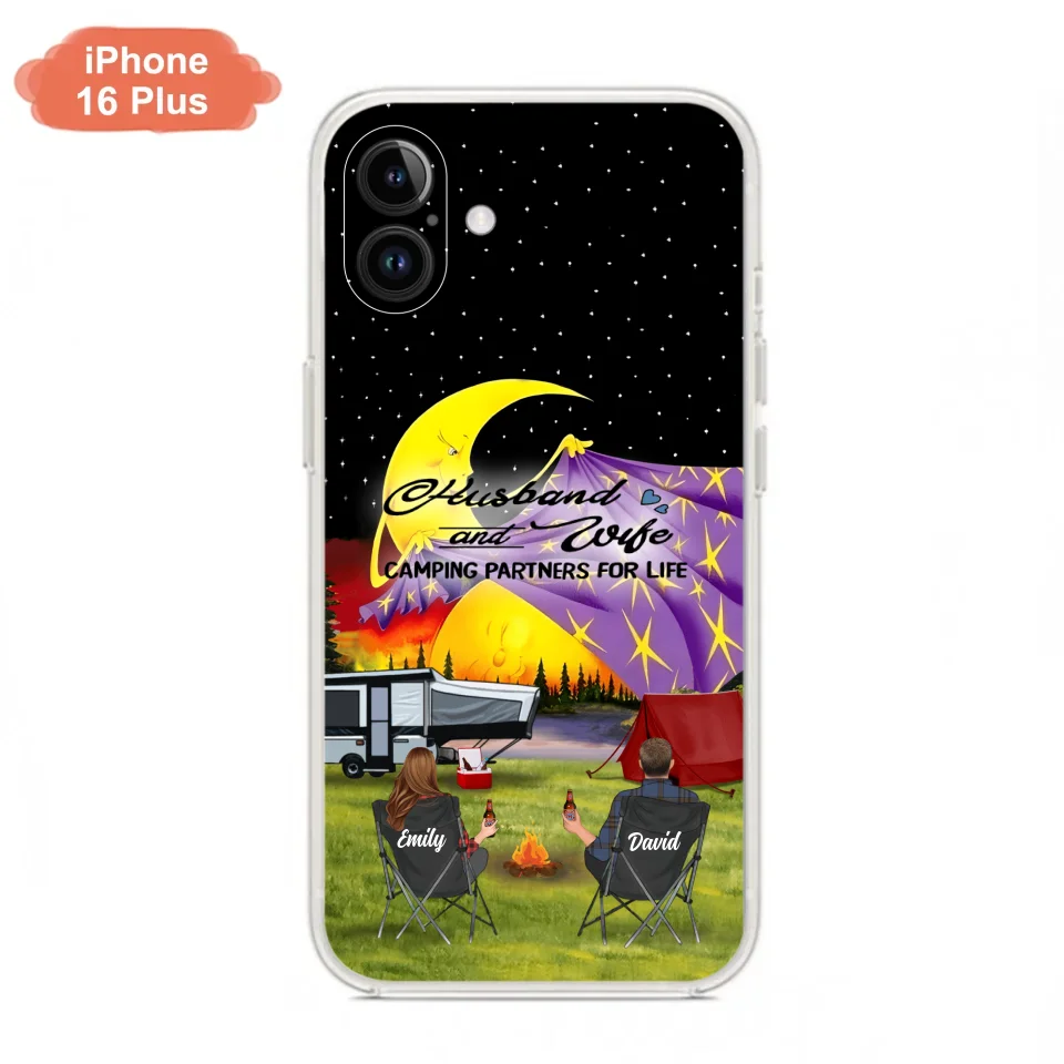 Custom Personalized Camping Phone Case - Couple/ Parents With Upto 3 Kids And 4 Pets - Gift Idea For Camping Lover - Case For iPhone And Samsung