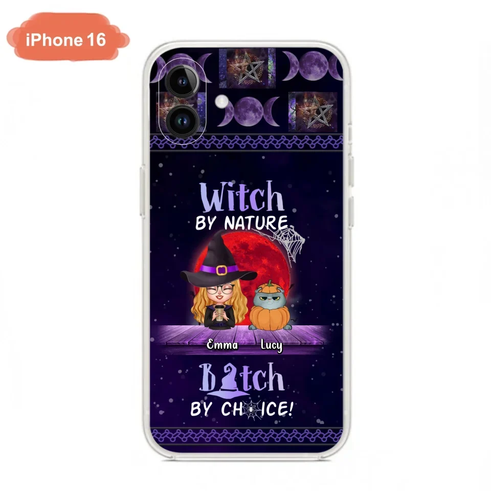 Custom Personalized Witch Phone Case - Upto 6 Cats/Dogs - Halloween Gift Idea For Cat/Dog Lovers/Friends - Case for iPhone/Samsung