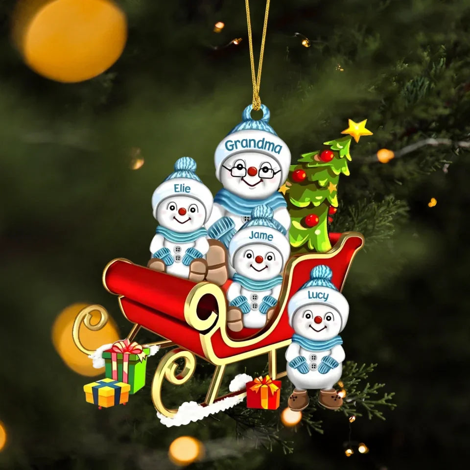 Personalized Grandma Acrylic Ornament - Christmas Gift Idea For Grandma - Up to 8 Grandkids - Grandma's Little Snow Buddies