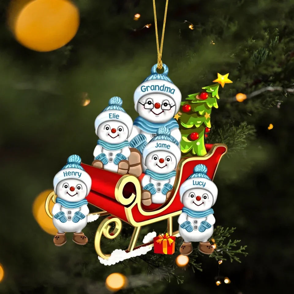 Personalized Grandma Acrylic Ornament - Christmas Gift Idea For Grandma - Up to 8 Grandkids - Grandma's Little Snow Buddies