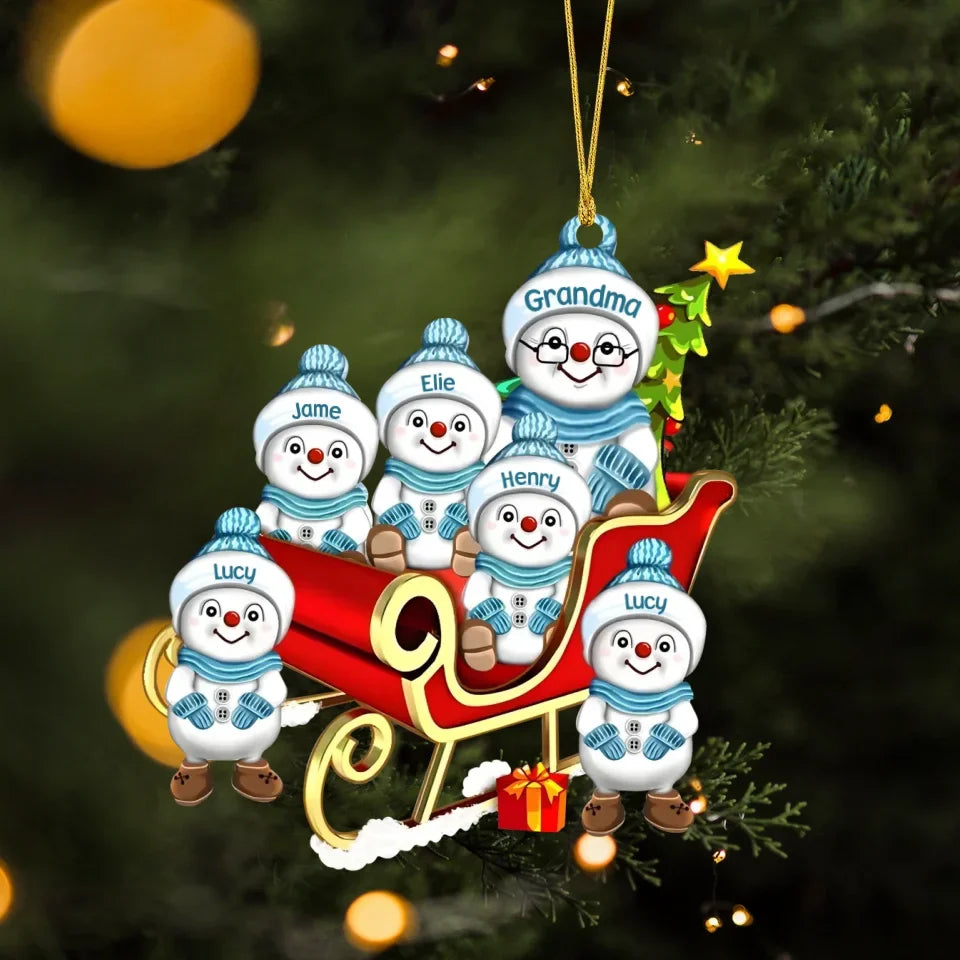 Personalized Grandma Acrylic Ornament - Christmas Gift Idea For Grandma - Up to 8 Grandkids - Grandma's Little Snow Buddies