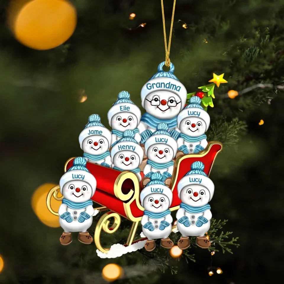 Personalized Grandma Acrylic Ornament - Christmas Gift Idea For Grandma - Up to 8 Grandkids - Grandma's Little Snow Buddies