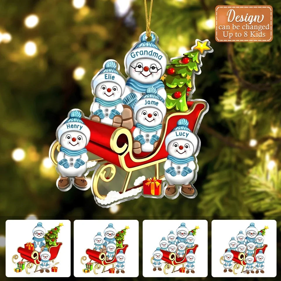 Personalized Grandma Acrylic Ornament - Christmas Gift Idea For Grandma - Up to 8 Grandkids - Grandma's Little Snow Buddies