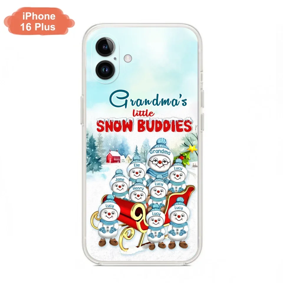 Custom Personalized Grandma Phone Case - Christmas Gift Idea For Grandma - Upto 8 Grandkids - Case For iPhone/ Samsung - Grandma's Little Snow Buddies