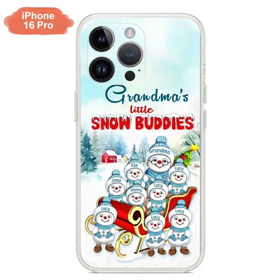 Custom Personalized Grandma Phone Case - Christmas Gift Idea For Grandma - Upto 8 Grandkids - Case For iPhone/ Samsung - Grandma's Little Snow Buddies