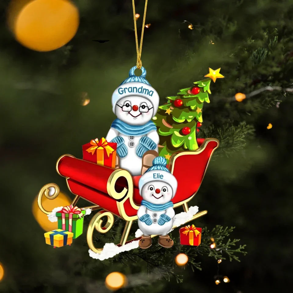 Personalized Grandma Acrylic Ornament - Christmas Gift Idea For Grandma - Up to 8 Grandkids - Grandma's Little Snow Buddies