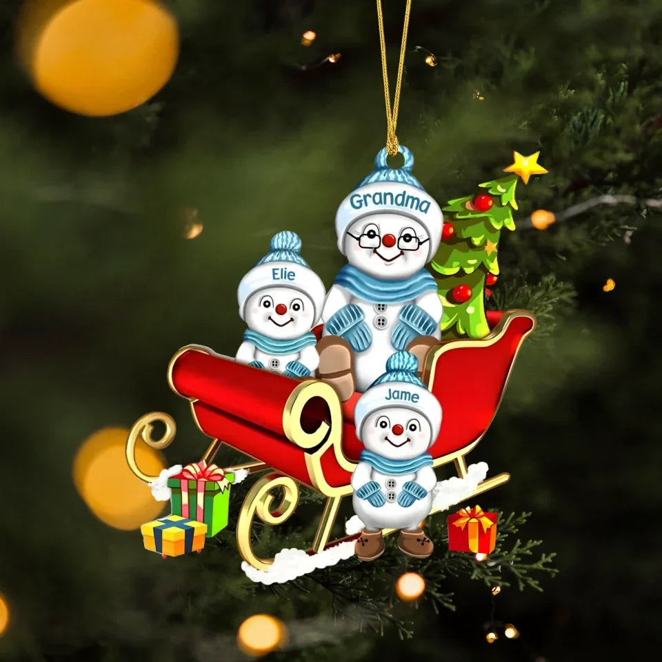 Personalized Grandma Acrylic Ornament - Christmas Gift Idea For Grandma - Up to 8 Grandkids - Grandma's Little Snow Buddies
