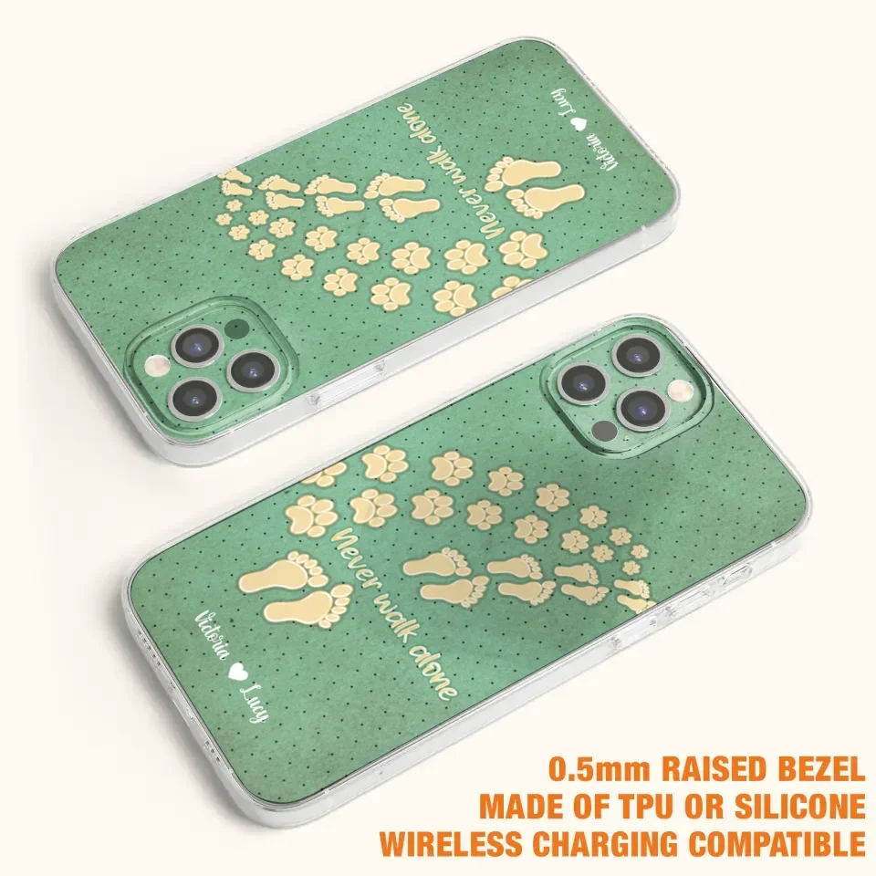 Personalized Dogs's Paws Phone Case - Best Gift Idea For Dog Lovers With Up to 3 Dogs's Paws - Never Walk ALone - Case For iPhone, Samsung And Xiaomi