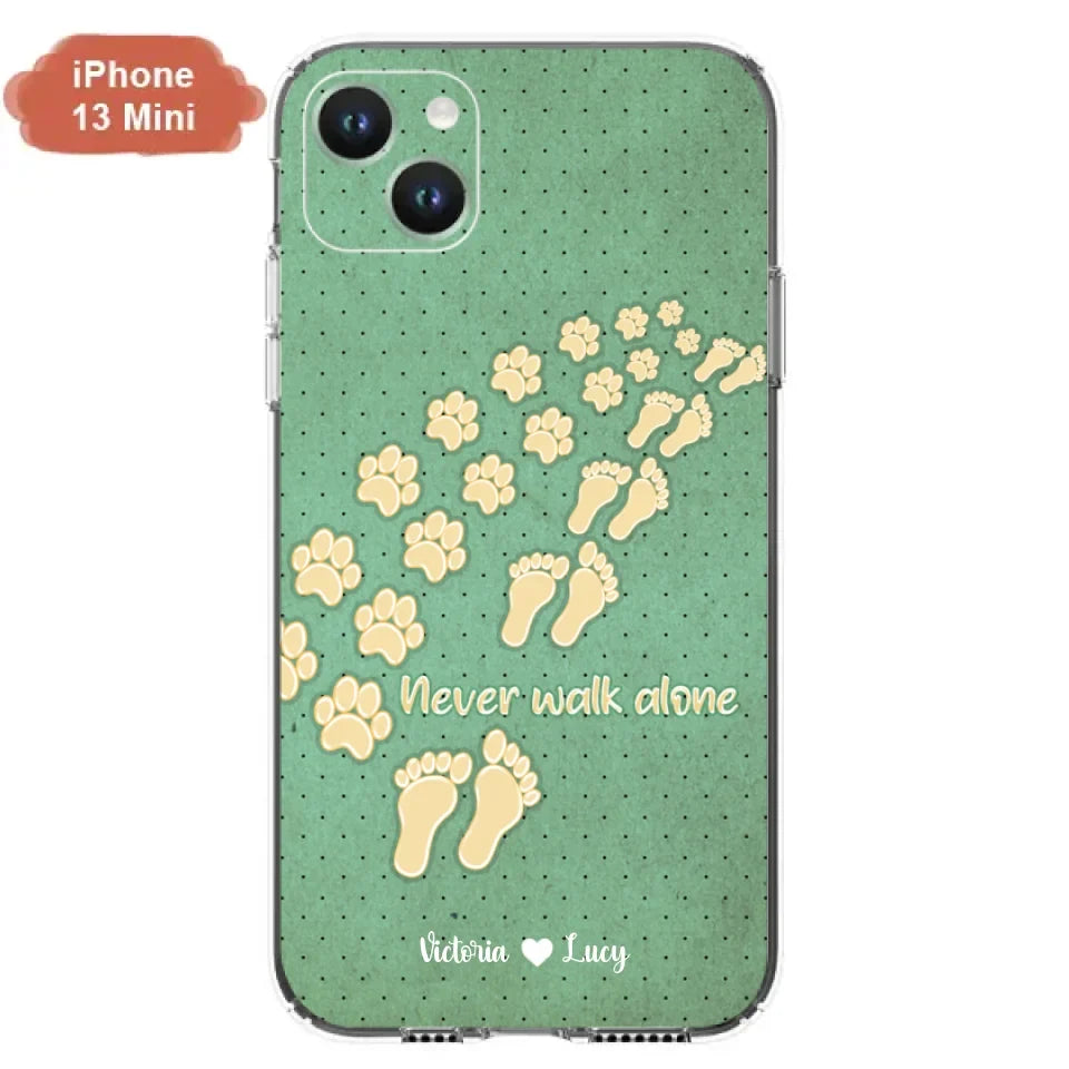 Personalized Dogs's Paws Phone Case - Best Gift Idea For Dog Lovers With Up to 3 Dogs's Paws - Never Walk ALone - Case For iPhone, Samsung And Xiaomi