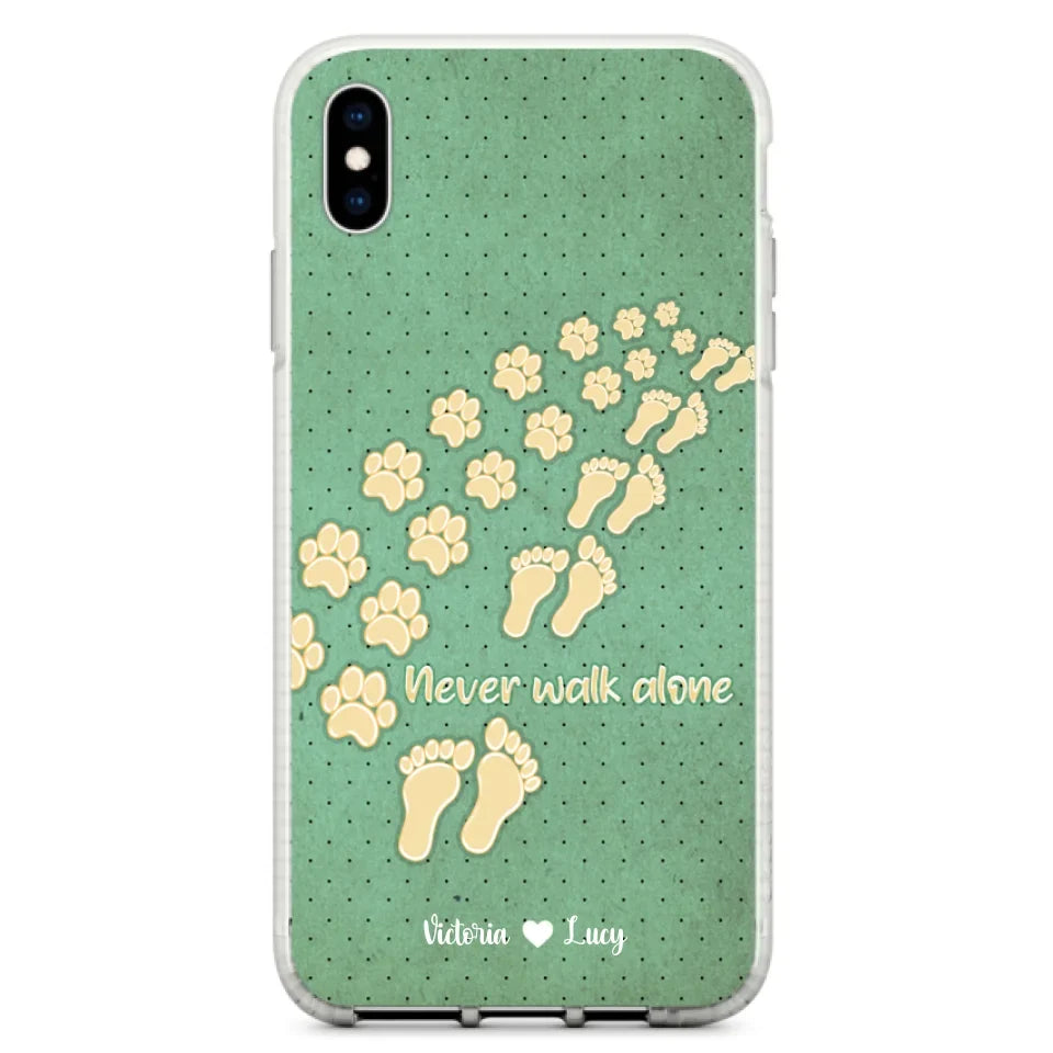 Personalized Dogs's Paws Phone Case - Best Gift Idea For Dog Lovers With Up to 3 Dogs's Paws - Never Walk ALone - Case For iPhone, Samsung And Xiaomi