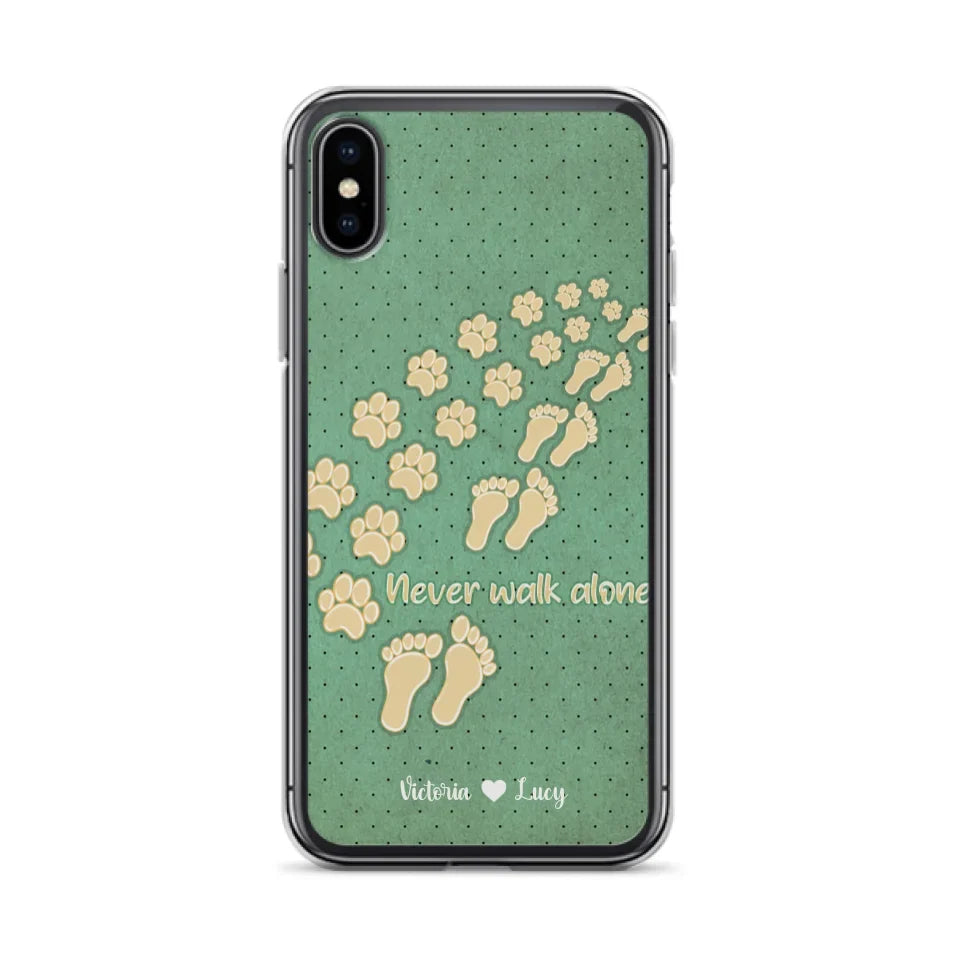 Personalized Dogs's Paws Phone Case - Best Gift Idea For Dog Lovers With Up to 3 Dogs's Paws - Never Walk ALone - Case For iPhone, Samsung And Xiaomi