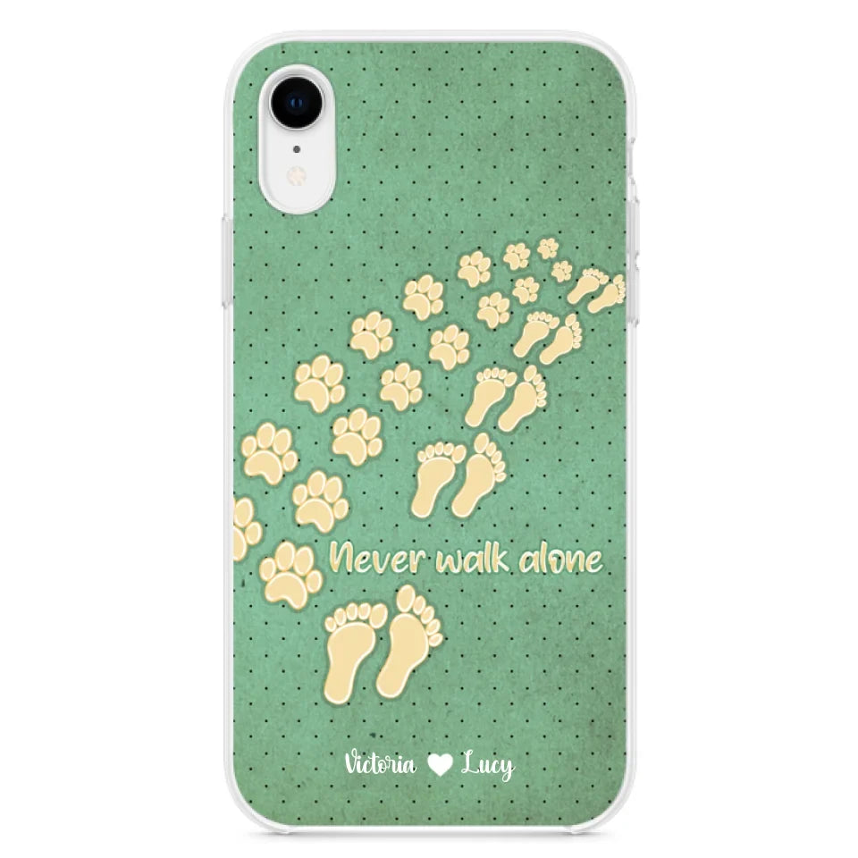Personalized Dogs's Paws Phone Case - Best Gift Idea For Dog Lovers With Up to 3 Dogs's Paws - Never Walk ALone - Case For iPhone, Samsung And Xiaomi