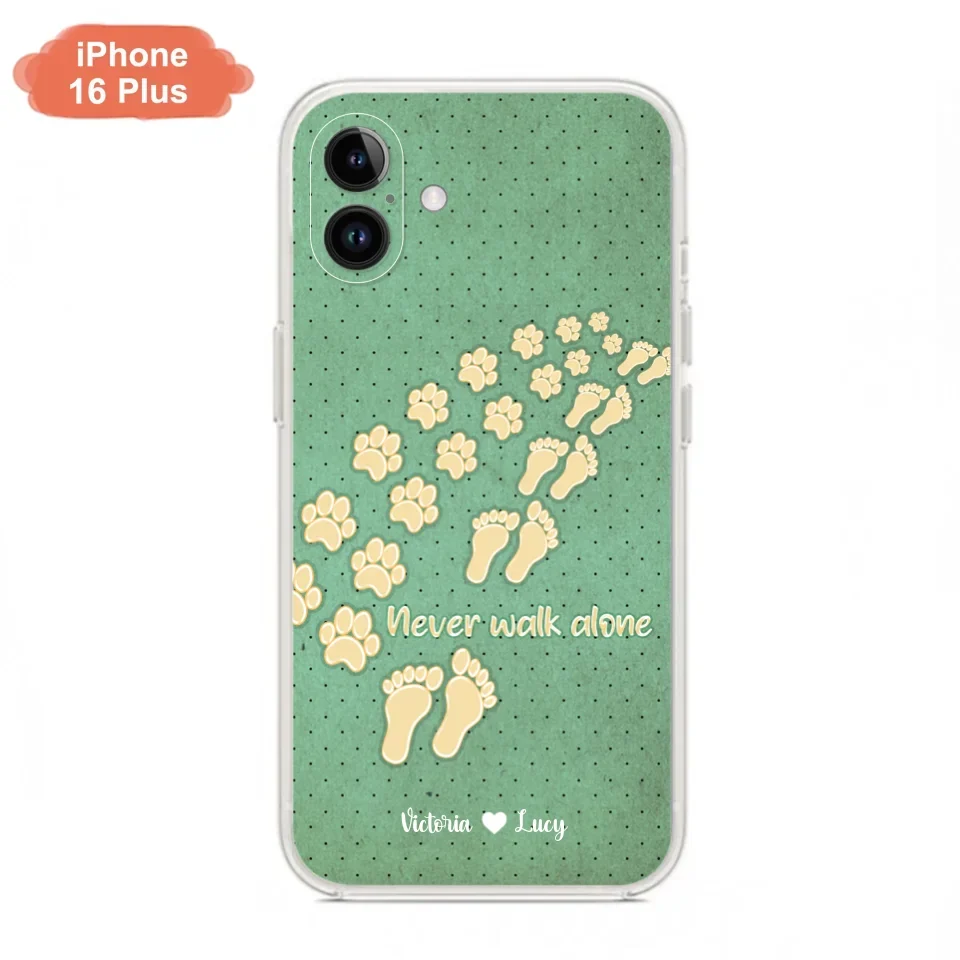Personalized Dogs's Paws Phone Case - Best Gift Idea For Dog Lovers With Up to 3 Dogs's Paws - Never Walk ALone - Case For iPhone, Samsung And Xiaomi