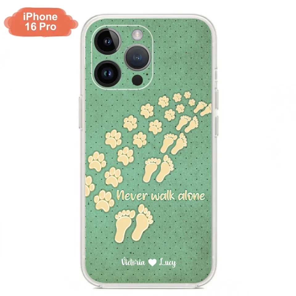 Personalized Dogs's Paws Phone Case - Best Gift Idea For Dog Lovers With Up to 3 Dogs's Paws - Never Walk ALone - Case For iPhone, Samsung And Xiaomi