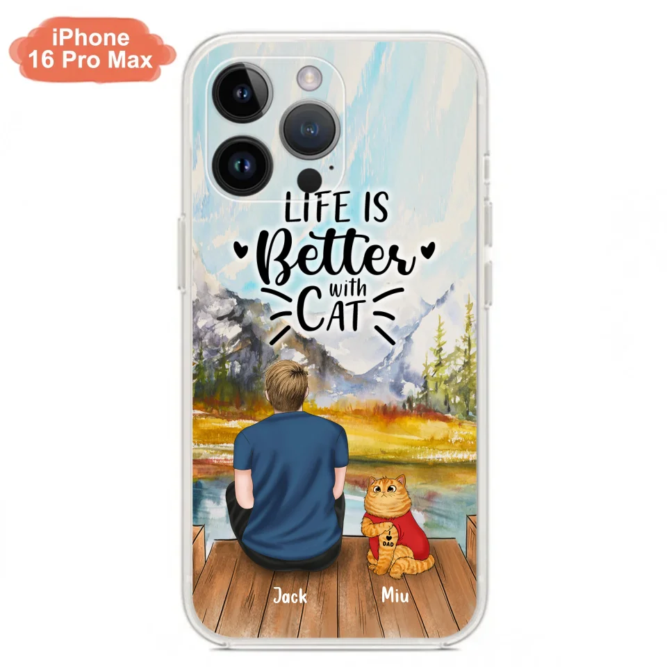 Custom Personalized Cat Dad Phone Case - Gifts For Cat Lovers With Upto 3 Cats - Best Cat Dad Ever - I Love Dad - Case For iPhone, Samsung And Xiaomi
