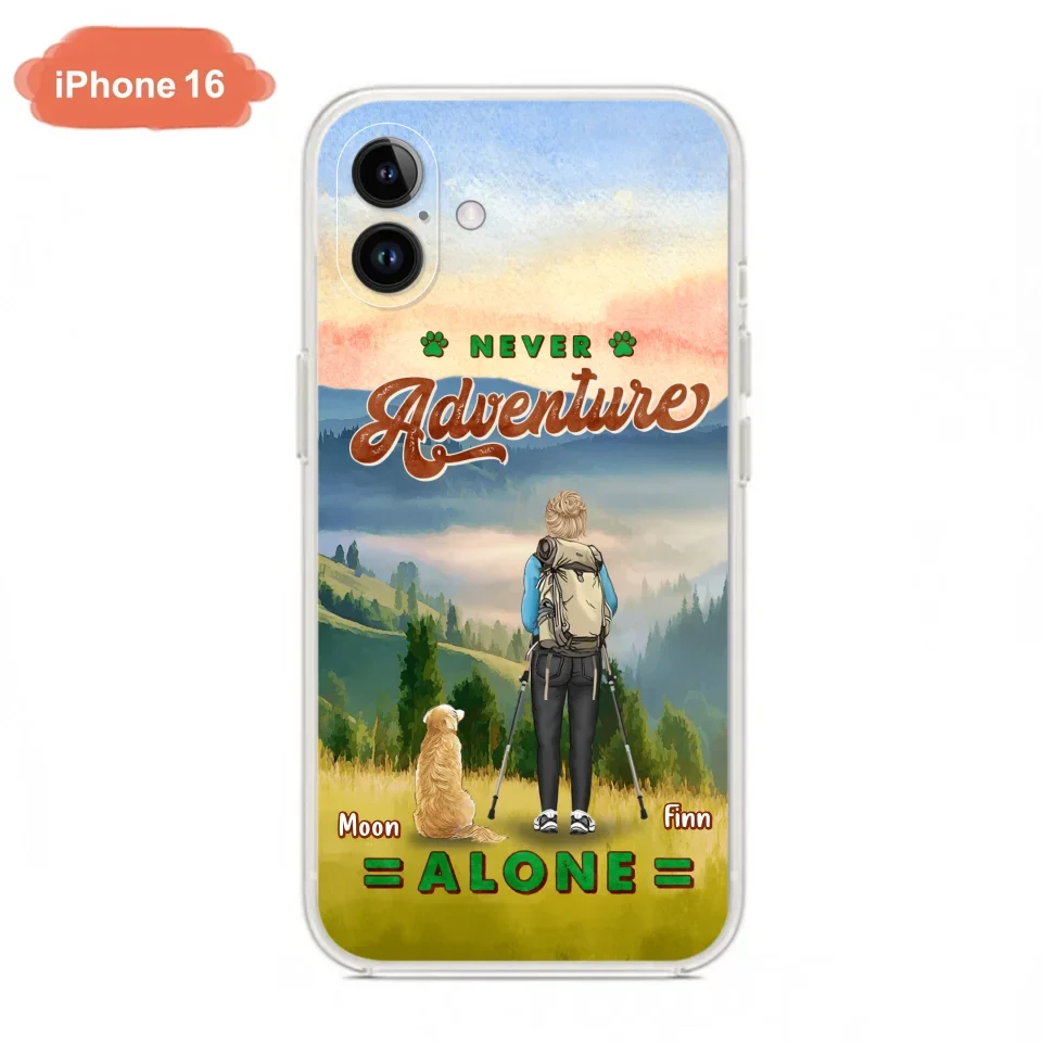 Custom Personalized Solo Hiking With Dogs Phone Case - Woman/Man With Upto 4 Dogs - Gift Idea For Hiking Lovers - Cases For iPhone and Samsung