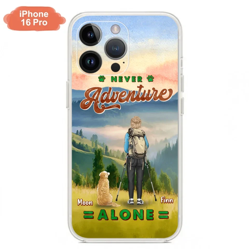 Custom Personalized Solo Hiking With Dogs Phone Case - Woman/Man With Upto 4 Dogs - Gift Idea For Hiking Lovers - Cases For iPhone and Samsung