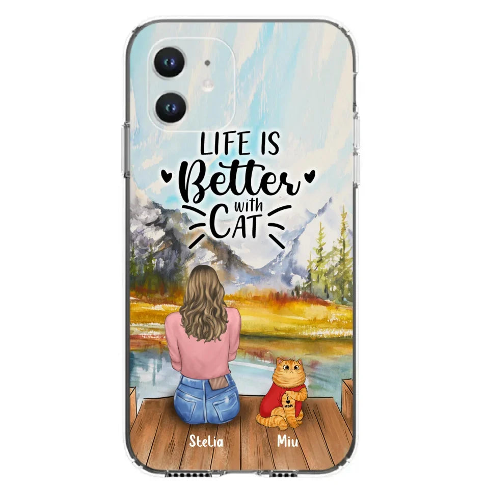 Personalized Cat Mom Phone Case - Gifts For Cat Lovers With Up to 3 Cats - Home Is Where The Paws Are - I Love Mom - Case For iPhone, Samsung And Xiaomi