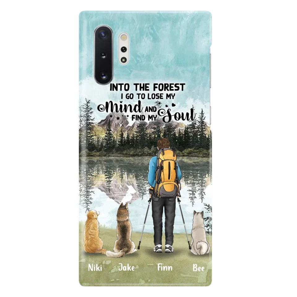 Personalized Solo Hiking With Dogs Phone Case - Woman/Man With Up to 3 Pets - Case For iPhone and Samsung - Q67GXN