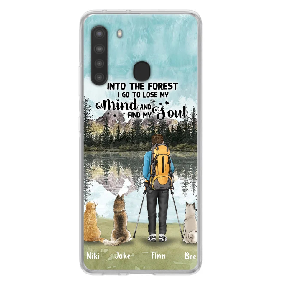 Personalized Solo Hiking With Dogs Phone Case - Woman/Man With Up to 3 Pets - Case For iPhone and Samsung - Q67GXN