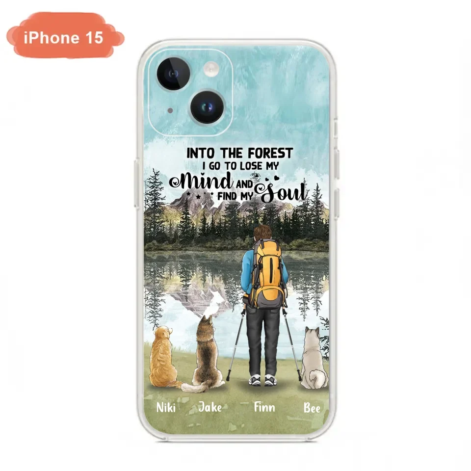Personalized Solo Hiking With Dogs Phone Case - Woman/Man With Up to 3 Pets - Case For iPhone and Samsung - Q67GXN