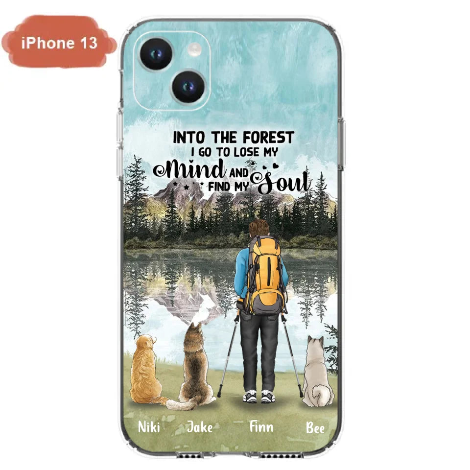 Personalized Solo Hiking With Dogs Phone Case - Woman/Man With Up to 3 Pets - Case For iPhone and Samsung - Q67GXN