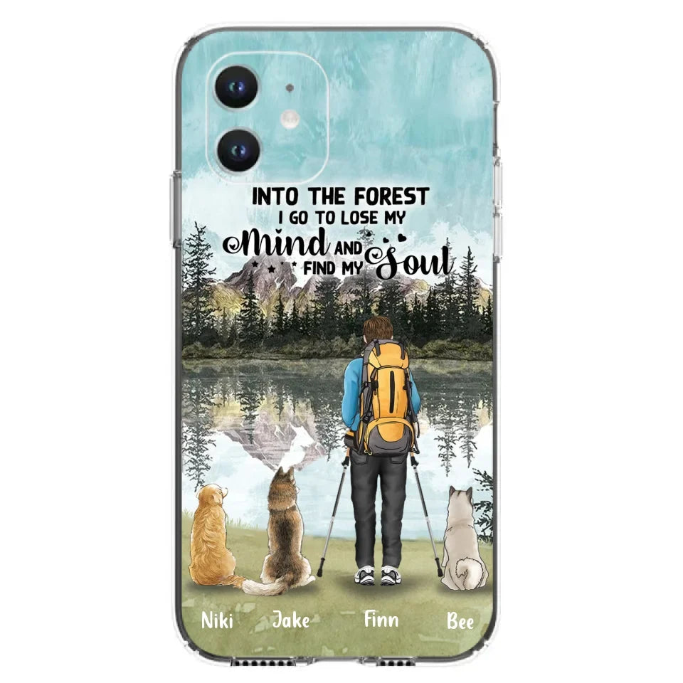 Personalized Solo Hiking With Dogs Phone Case - Woman/Man With Up to 3 Pets - Case For iPhone and Samsung - Q67GXN