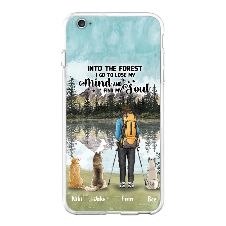 Personalized Solo Hiking With Dogs Phone Case - Woman/Man With Up to 3 Pets - Case For iPhone and Samsung - Q67GXN