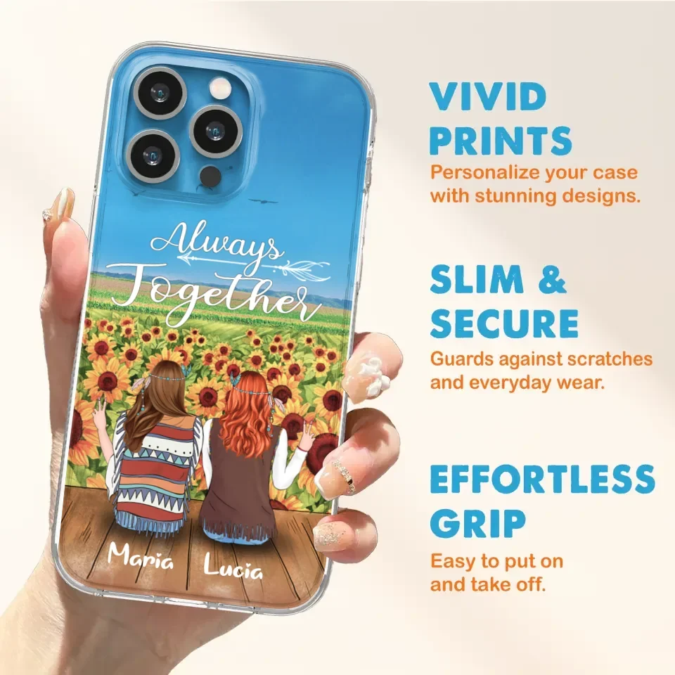 Personalized Hippie Friends Phone Case - Up to 3 Girls - Always Together - F8H385