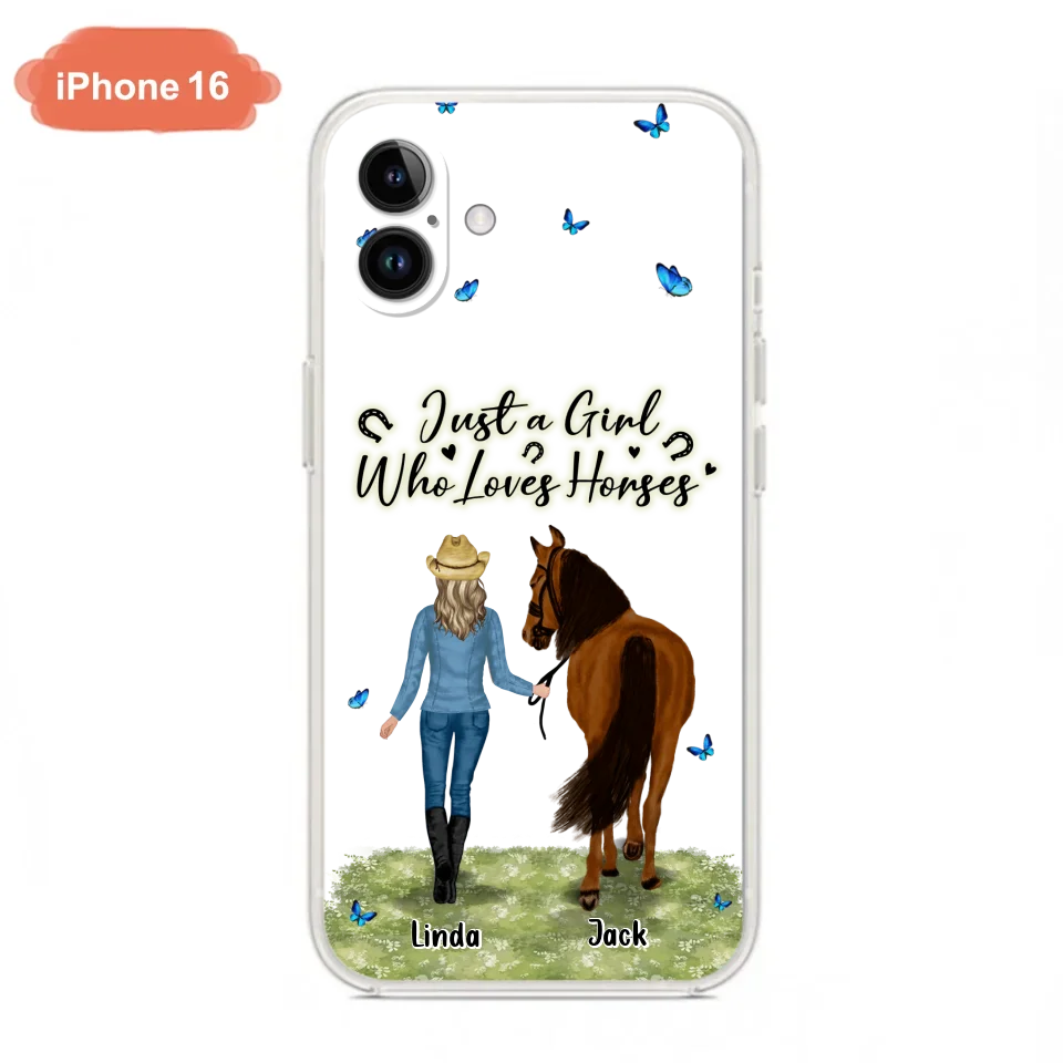 Personalized Horse Girl Phone Case - Up to 6 Horses - Gift Idea for Horse Lovers - Just A Girl Who Loves Horses - Case for iPhone/Samsung