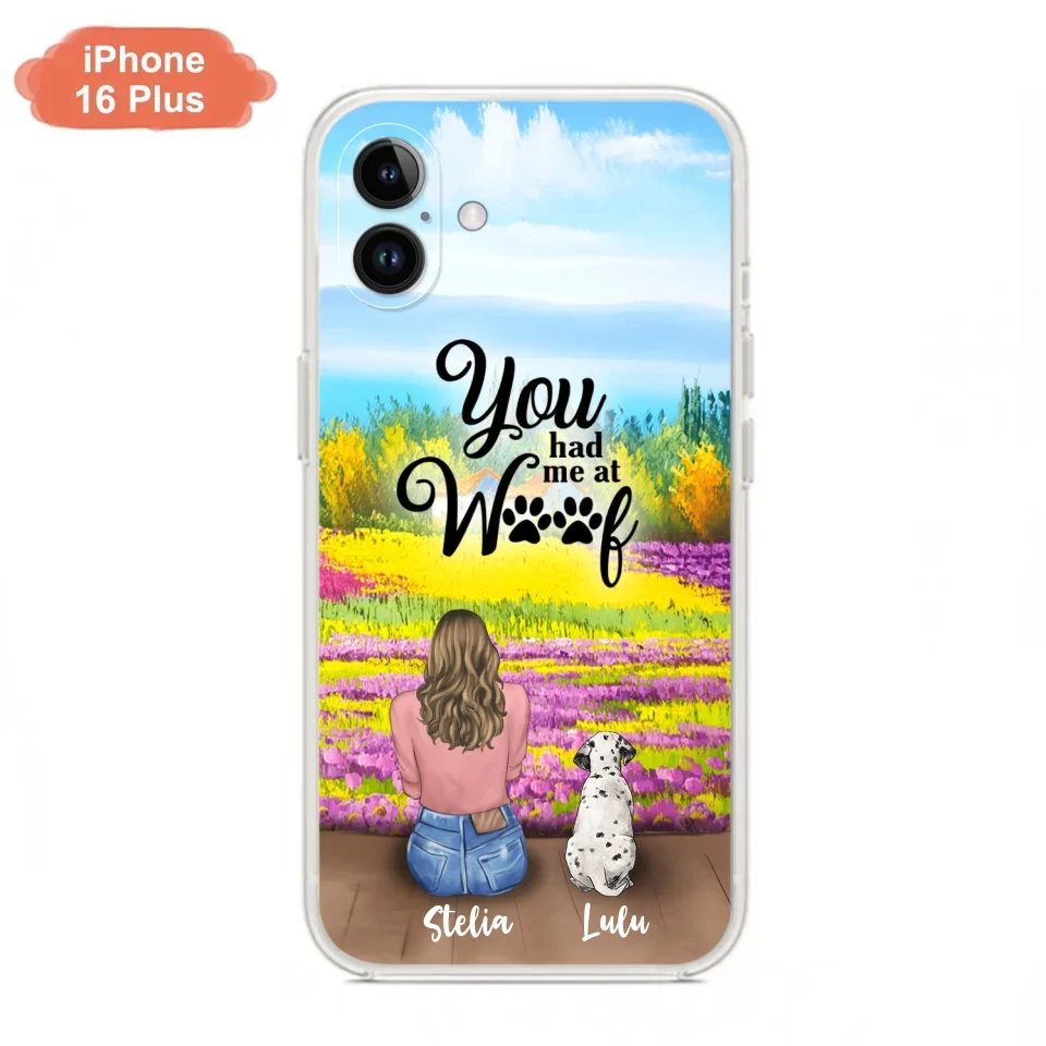 Custom Personalized Dog Mom With Flowers Background Phone Case - Gifts For Dog Lovers With Upto 4 Dogs - You Had Me At Woof - Case For iPhone, Samsung And Xiaomi - L4E2ZU