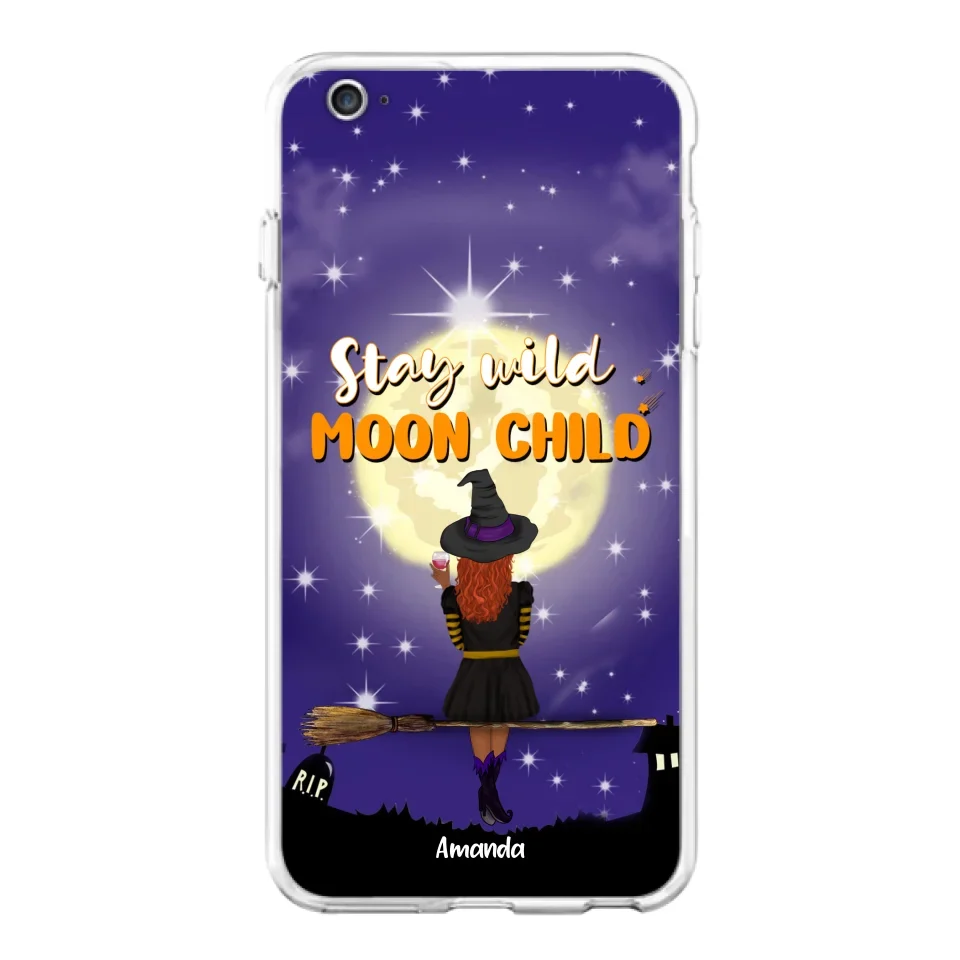Custom Personalized Witchy Phone Case - Up to 3 Pets- Stay Wild Moon Child - Phone Case For iPhone, Samsung - OCEL9Z