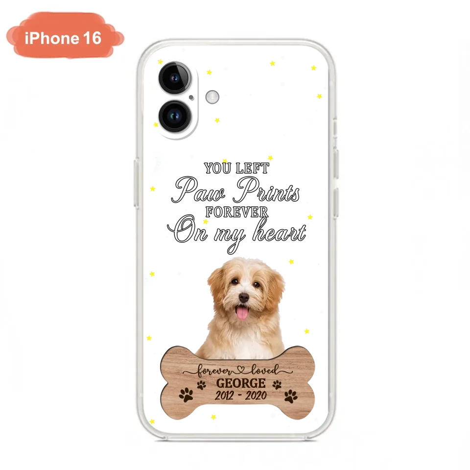 Custom Personalized Memorial Phone Case - Upload Photo - Memorial Gift Idea For Pet Lover - You Left Paw Prints Forever On My Heart