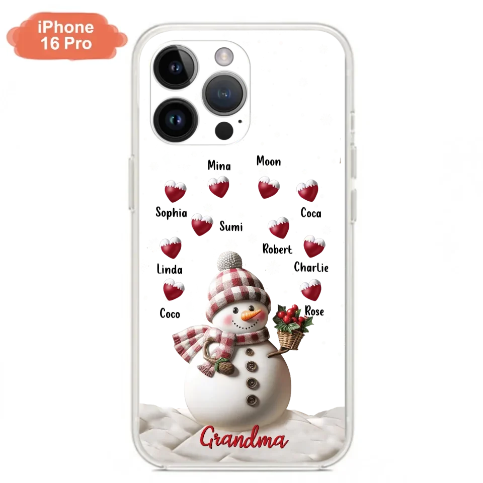 Custom Personalized Snowman Grandma Phone Case - Christmas Gift Idea For Grandma - Up to 10 Kids - Case For iPhone/Samsung