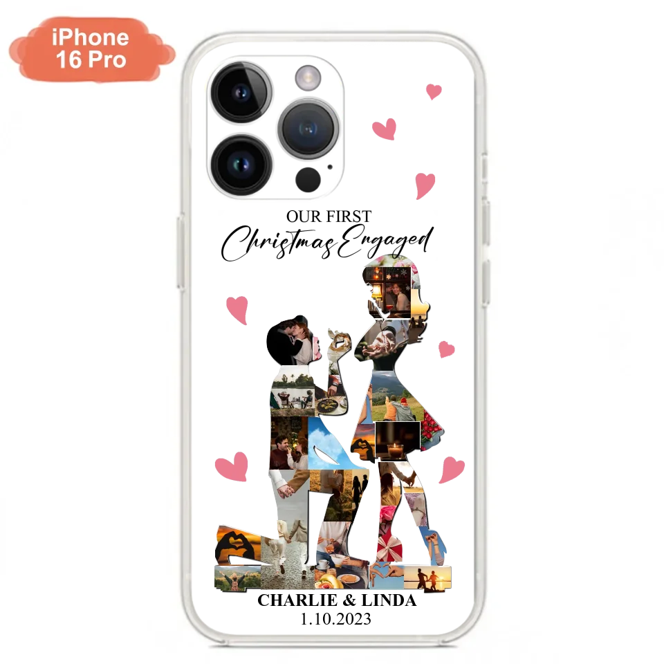 Custom Personalized Couple Photo Phone Case - Gift Idea For Couple/Him/Her - Upload Photo - Case For iPhone/Samsung - Our First Christmas Engaged