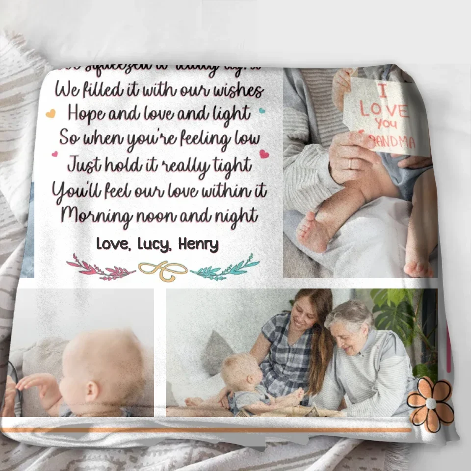 Personalized Nana Quilt/Fleece Throw Blanket - Gift Idea For Grandma From Grandkid - Upload Photos