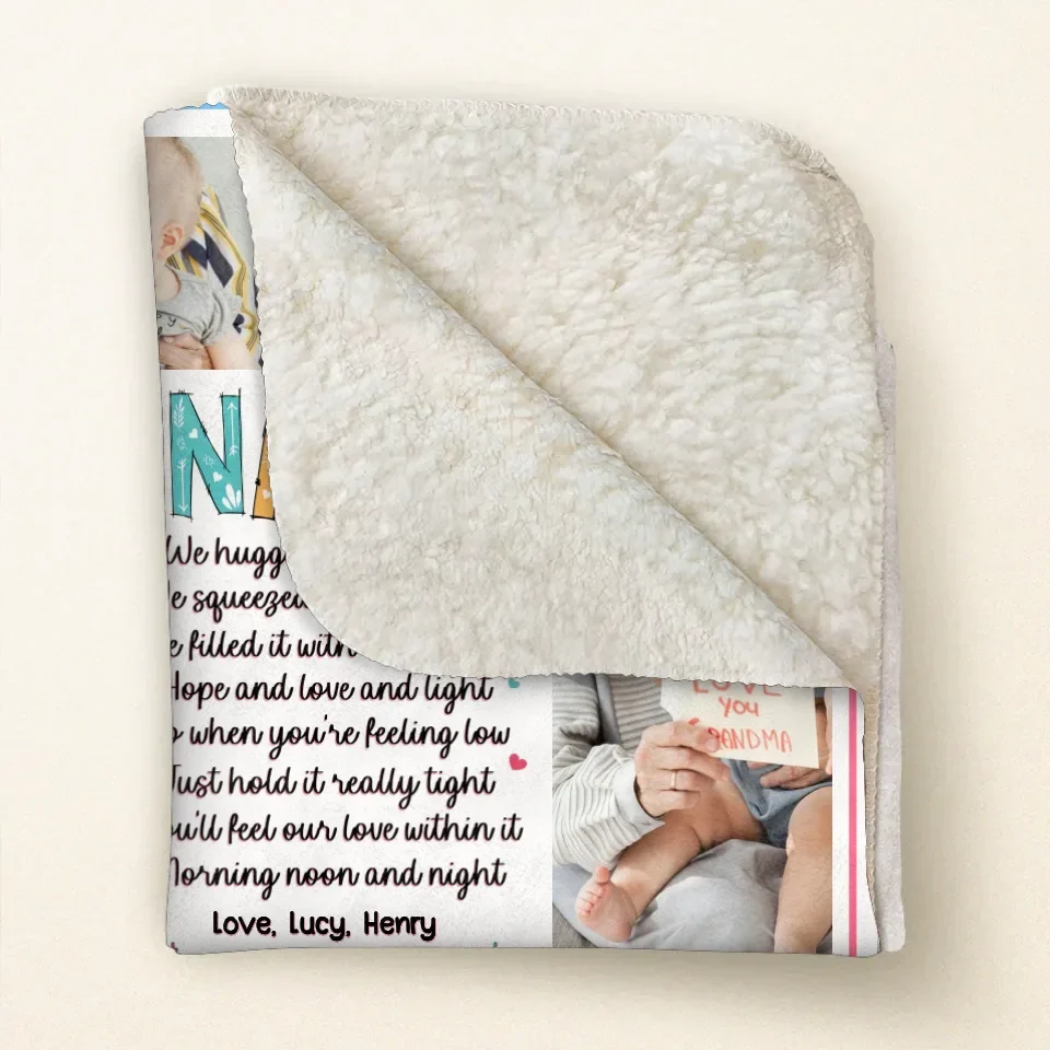 Personalized Nana Quilt/Fleece Throw Blanket - Gift Idea For Grandma From Grandkid - Upload Photos