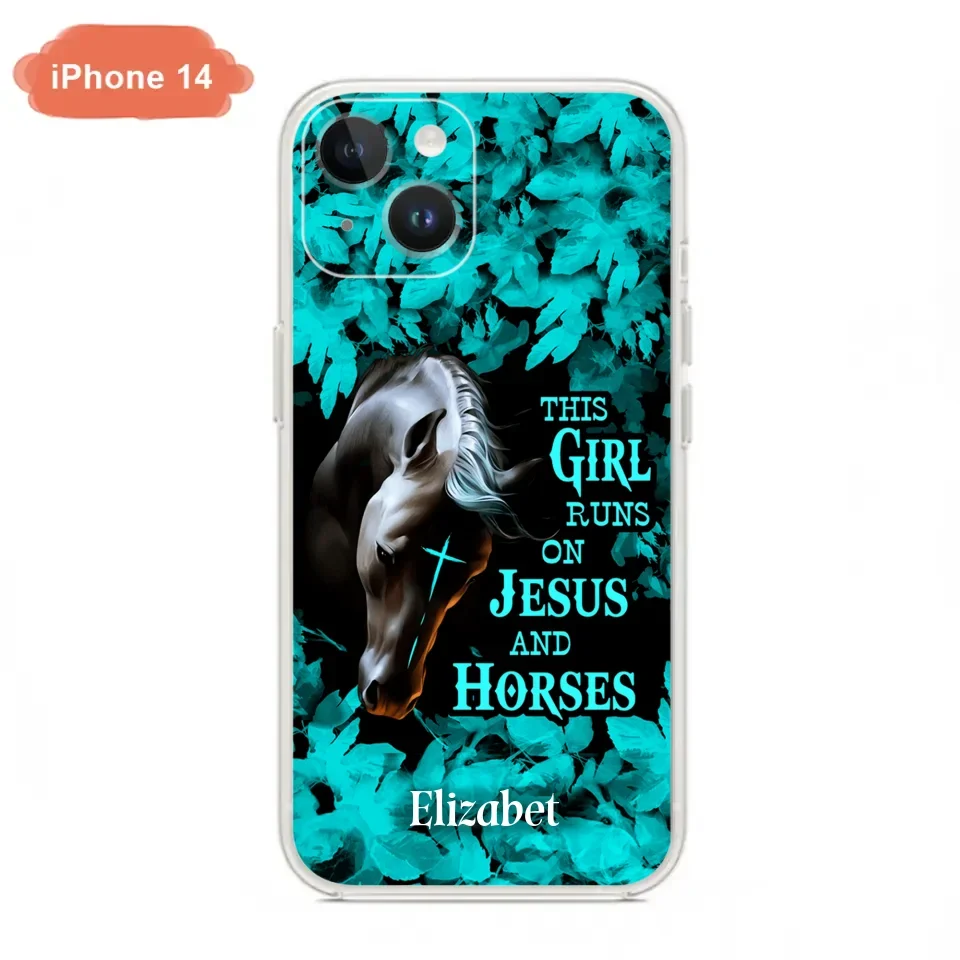 Custom Personalized Horse Girl Phone case - Case For iPhone And Samsung - This Girl Runs On Jesus And Horses