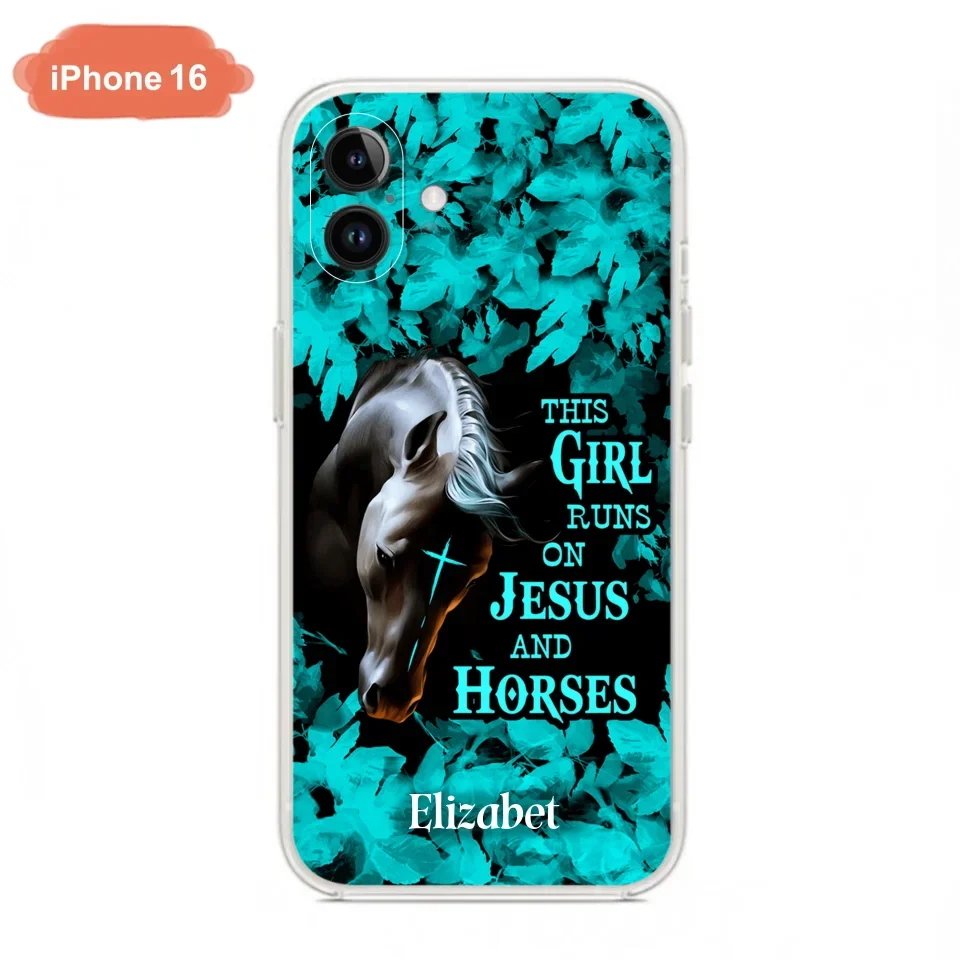 Custom Personalized Horse Girl Phone case - Case For iPhone And Samsung - This Girl Runs On Jesus And Horses