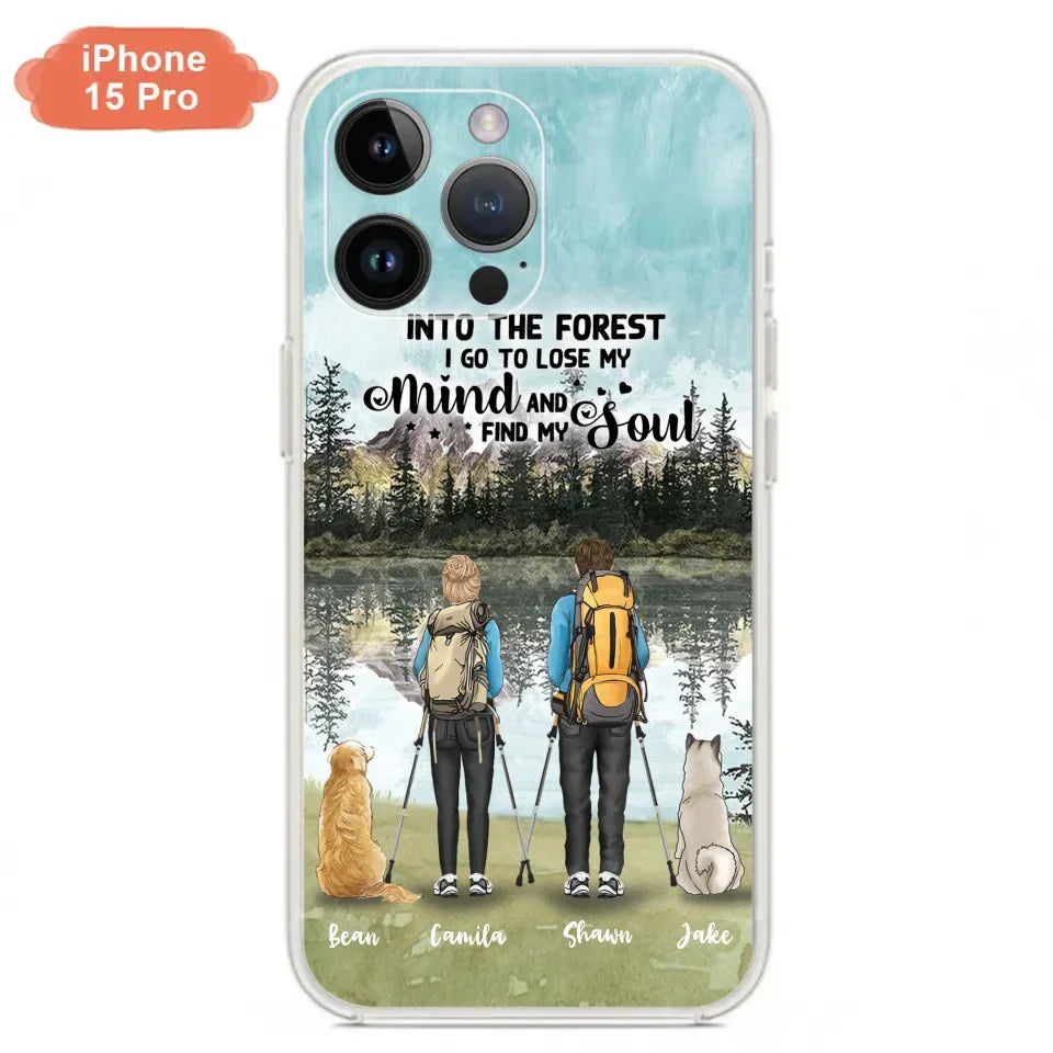 Custom Personalized Hiking Couple With Dogs Phone Case - Couple With Upto 2 Pets - Case For iPhone and Samsung - Q67GXN